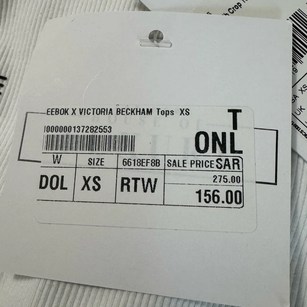 Reebok x Victoria Beckham Cropped Ribbed Tank Top White Size XS - Picture 7 of 10